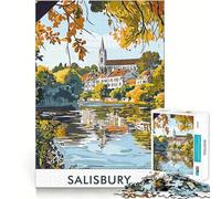 Puzzle difficile per adulti con scena del fiume Salisbury, 1000 pezzi, gioco di logica e abilità, per tutta la famiglia, taglio preciso, oggetto da collezione (38x26cm)