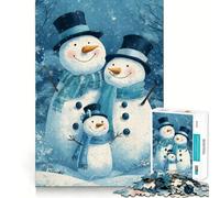 Puzzle difficile per adulti con scena invernale di una famiglia di pupazzi di neve, 1000 pezzi, gioco di logica puro, attività domestica, taglio netto, regalo adorabile (50x75cm)