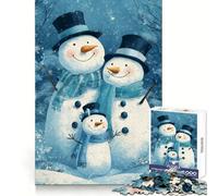 Puzzle difficile per adulti con scena invernale di una famiglia di pupazzi di neve, 1000 pezzi, gioco di logica puro, attività domestica, taglio netto, regalo adorabile (50x75cm)