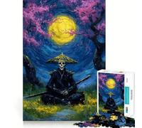 Puzzle difficile per adulti con scheletro di samurai sotto i ciliegi in fiore, 1000 pezzi, gioco di logica e abilità per tutta la famiglia, taglio preciso, oggetto da collezione (50x75cm)
