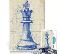 Puzzle difficile per adulti con schema degli scacchi della regina, 1000 pezzi, memory foam, facile da assemblare, immagine rilassante, regalo artistico (38x52cm)