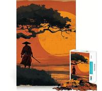 Puzzle difficile per adulti con silhouette di samurai al tramonto, 1000 pezzi, giocattolo stimolante per la mente, ideale per momenti di relax, taglio di qualità, (50x75cm)
