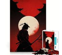 Puzzle difficile per adulti con silhouette di samurai, luna e tempio, 1000 pezzi, gioco di logica e abilità per tutta la famiglia, taglio preciso, oggetto da collezione (50x75cm)