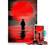 Puzzle difficile per adulti con silhouette di samurai sotto il sole rosso, 1000 pezzi, gioco di logica e abilità per tutta la famiglia, taglio preciso, oggetto da collezione (50x75cm)