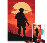 Puzzle difficile per adulti con silhouette di soldato al tramonto, 1000 pezzi, gioco di logica, legame familiare, taglio di precisione, calda sorpresa 38x52cm