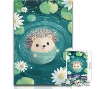 Puzzle difficile per adulti con simpatico riccio che nuota in uno stagno, 1000 pezzi, gioco educativo per stimolare la mente, valore sentimentale, dimensioni 38x52cm