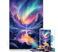 Puzzle difficile per adulti con tema Aurora Boreale e Montagna, 1000 pezzi, puro gioco di logica, attività domestica, taglio netto, regalo adorabile (38x52cm)