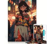 Puzzle difficile per adulti con tema ragazza anime nerd, 1000 pezzi, gioco di logica, per momenti di relax, taglio liscio, regalo di alta qualità (38x52cm)