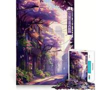 Puzzle difficile per adulti con tema Sakura Street Spring Anime, 1000 pezzi, ideale per stimolare la memoria, favorire la calma e la tranquillità, con taglio liscio e classico (38x52cm)