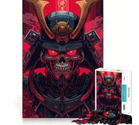 Puzzle difficile per adulti con teschio rosso e guerriero samurai, 1000 pezzi, stimola la memoria, favorisce la calma, taglio liscio, classico regalo (38x26cm)