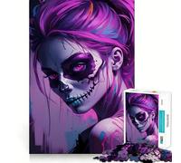 Puzzle difficile per adulti con teschio viola, 1000 pezzi, gioco di logica, semplice e divertente, taglio di precisione, regalo di Natale (38x26cm)