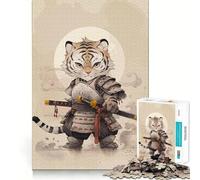 Puzzle difficile per adulti con tigre e guerriero samurai, 1000 pezzi, per un'esperienza rilassante e piacevole, con dettagli nitidi e unici 38x26cm