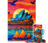 Puzzle difficile per adulti con tramonto dell'Opera House di Sydney, 1000 pezzi, ideale per rafforzare la memoria, alleviare lo stress e creare un'opera d'arte di alta qualità 38x52cm