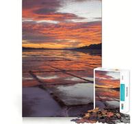 Puzzle difficile per adulti con tramonto e riflessi sulle saline, 1000 pezzi, gioco intellettuale, momento di relax, taglio di qualità, (50x75cm)