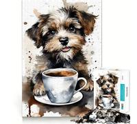 Puzzle difficile per adulti "Cucciolo all'ora del tè", 1000 pezzi, stimola la memoria, gioco rilassante, taglio di alta qualità, regalo perfetto (50x75cm)
