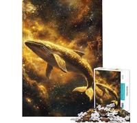 Puzzle difficile per adulti da 1000 pezzi balena dorata nel cosmo puzzle per adolescenti attività divertenti per passare il tempo a casa durante le vacanze gioco stimolante regalo 38x52cm