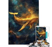 Puzzle difficile per adulti da 1000 pezzi Balena dorata nel cosmo puzzle per adolescenti attività divertenti per passare il tempo a casa durante le vacanze gioco stimolante regalo 50x75cm