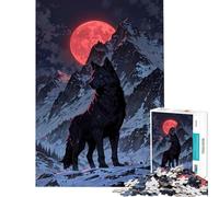 Puzzle difficile per adulti da 1000 pezzi Blood Moon Alpha︰ Wolf Mountain King Difficile e impegnativo Staycation Gioco impossibile per passare il tempo Gioco di puzzle offerto per 14+ 50x75cm