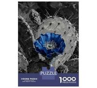 Puzzle Difficile Per Adulti Da 1000 Pezzi Blue Flower on Cactus Painting Puzzle Antistress, Divertente E Umoristico, Sfida Educativa 52x38cm/1000pcs
