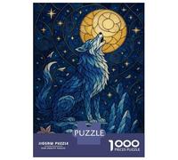 Puzzle Difficile Per Adulti Da 1000 Pezzi Blue Wolf Howling at The Moon Puzzle Per Adulti Gioco Pratico Per Divertimento in Famiglia Difficile Da Completare 38x26cm/1000pcs