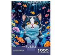 Puzzle Difficile Per Adulti Da 1000 Pezzi Cat Underwater with Fish Puzzle Per Adulti Giocattolo Decorazione Da Parete Antistress Regalo Di Compleanno, Regali, 52x38cm/1000pcs
