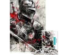 Puzzle difficile per adulti da 1000 pezzi cavaliere medievale rosso e nero ideale per giochi rilassanti vacanze a casa per passare il tempo regalo di compleanno regalo (dimensioni 38x52cm)