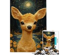 Puzzle difficile per adulti da 1000 pezzi Cerbiatto dorato al chiaro di luna Puzzle per adulti giochi rilassanti ideale per le vacanze a casa per passare il tempo regalo di compleanno regalo (38x26cm)