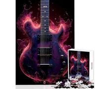 Puzzle difficile per adulti da 1000 pezzi chitarra elettrica in fuoco liquido giocattolo educativo opera d'arte regalo per gioco educativo Ogni pezzo è unico Dimensioni: 38x26cm