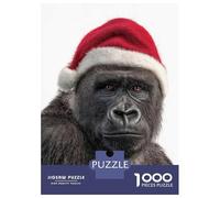 Puzzle Difficile Per Adulti Da 1000 Pezzi Christmas Gorilla Wearing Santa Hat Puzzle Per Adulti Giocattoli Fai Da Te Migliorano La Memoria Regalo Di Compleanno, Regali, 52x38cm/1000pcs
