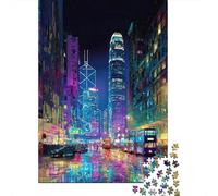Puzzle Difficile Per Adulti Da 1000 Pezzi City Lights Neon Urban Scene Puzzle Per Adulti Gioco Pratico Per Divertimento in Famiglia Difficile Da Completare 52x38cm/1000pcs