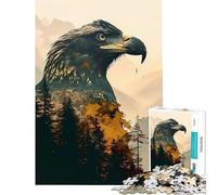 Puzzle difficile per adulti da 1000 pezzi con aquila a doppia esposizione difficile e stimolante perfetto per passare il tempo durante le vacanze un gioco impossibile per i maggiori di 14 anni 50x75cm