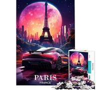 Puzzle difficile per adulti da 1000 pezzi con auto al neon retrò a Parigi Attività divertenti da fare in casa Gioco impegnativo Decorazione da parete Adatto a partire dai 14 anni (38x26cm)