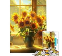 Puzzle difficile per adulti da 1000 pezzi con bouquet di girasoli e casetta sfida educativa decorazione da parete gioco per ragazzi dai 14 anni in su (38x52cm)