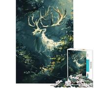 Puzzle difficile per adulti da 1000 pezzi con cervo bianco nella giungla gioco rompicapo giocattolo stimolante regalo di compleanno decorazione da parete (dimensioni 38x26cm)