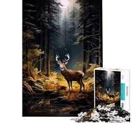 Puzzle difficile per adulti da 1000 pezzi con cervo nella foresta decorazione per la casa gioco per famiglie dai 14 anni in su (38x26cm)