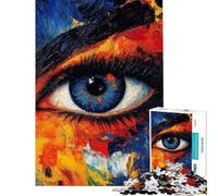 Puzzle difficile per adulti da 1000 pezzi con dipinto astratto a forma di occhio e colori vivaci Giocattolo educativo rilassante ideale per gare di velocità manuale e come regalo artistico (38x26cm)