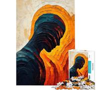 Puzzle difficile per adulti da 1000 pezzi con dipinto astratto︰ Puzzle blu e arancione per adulti Giocattolo fai da te divertente e spiritoso Ottimo regalo per i giocatori (Dimensioni 38x52cm)