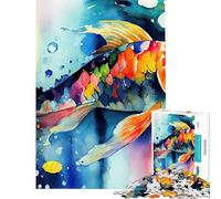 Puzzle difficile per adulti da 1000 pezzi con disegno di pesci koi colorati ideale per rilassarsi passare il tempo durante le vacanze o come regalo di compleanno (dimensioni 38x52cm)