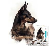 Puzzle difficile per adulti da 1000 pezzi con Doberman su sfondo forestale giocattolo educativo per l'apprendimento e il relax regalo educativo per compleanni (dimensioni 38x52cm)