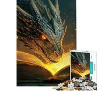 Puzzle difficile per adulti da 1000 pezzi con drago che legge un libro Puzzle fai-da-te per adulti divertente e spiritoso Ottimo regalo per gli appassionati di videogiochi (dimensioni 50x75cm)