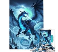 Puzzle difficile per adulti da 1000 pezzi con drago fulmine blu gioco rompicapo giocattolo stimolante regalo di compleanno decorazione da parete (dimensioni 38x52cm)