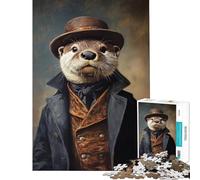 Puzzle difficile per adulti da 1000 pezzi con elegante ritratto di lontra Gioco rilassante per adulti ideale per le vacanze a casa per passare il tempo come regalo di compleanno o regalo (38x26cm)