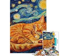Puzzle difficile per adulti da 1000 pezzi con gatto arancione e gattino addormentato Gioco rilassante per adulti ideale per le vacanze a casa per passare il tempo come regalo di compleanno o regalo