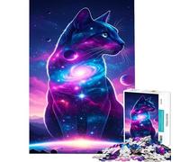 Puzzle difficile per adulti da 1000 pezzi con gatto cosmico e galassia giocattolo educativo per l'apprendimento e il relax regalo educativo per compleanni (dimensioni 50x75cm)
