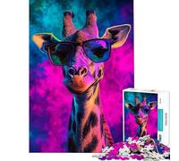 Puzzle difficile per adulti da 1000 pezzi con giraffa dallo sguardo al neon Puzzle rilassante per adulti stimolante per la memoria e impegnativo da completare (dimensioni 38x52cm)