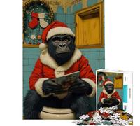 Puzzle difficile per adulti da 1000 pezzi con gorilla e Babbo Natale sul water Attività natalizie divertenti da fare in casa Gioco impegnativo da parete Adatto a partire dai 14 anni 50x75cm