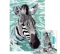 Puzzle difficile per adulti da 1000 pezzi con illustrazione di una zebra che nuota nell'acqua Giocattolo educativo per l'apprendimento e il relax Regalo educativo per compleanni (dimensioni 50x75cm)