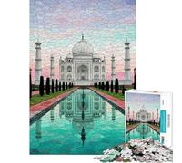 Puzzle difficile per adulti da 1000 pezzi con mosaico del Taj Mahal e riflessi Gioco per famiglie divertente e spiritoso ideale come regalo per amici e parenti (dimensioni 50x75cm)