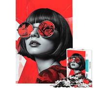 Puzzle difficile per adulti da 1000 pezzi con occhiali da sole Tiger Eye Gioco per famiglie divertente e spiritoso ideale come regalo per amici e parenti (dimensioni 38x26cm)