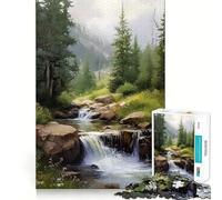 Puzzle difficile per adulti da 1000 pezzi con paesaggio di montagna, torrente e cascata Un giocattolo che stimola la riflessione e il divertimento, un'opera d'arte pulita e raffinata (38x52cm)